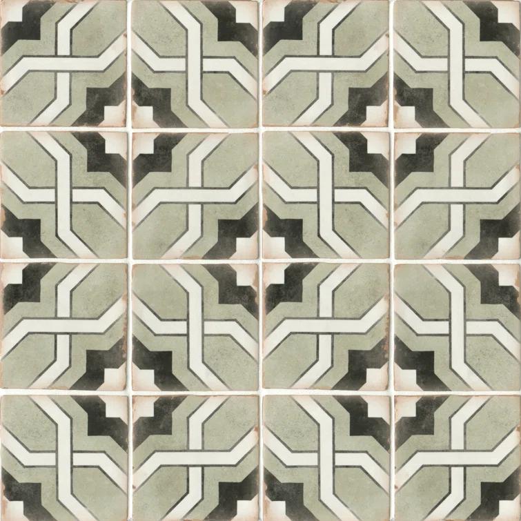 Bedrosians Casablanca 5" x 5" Ceramic Patterned Floor Use Tile (Set of 32)