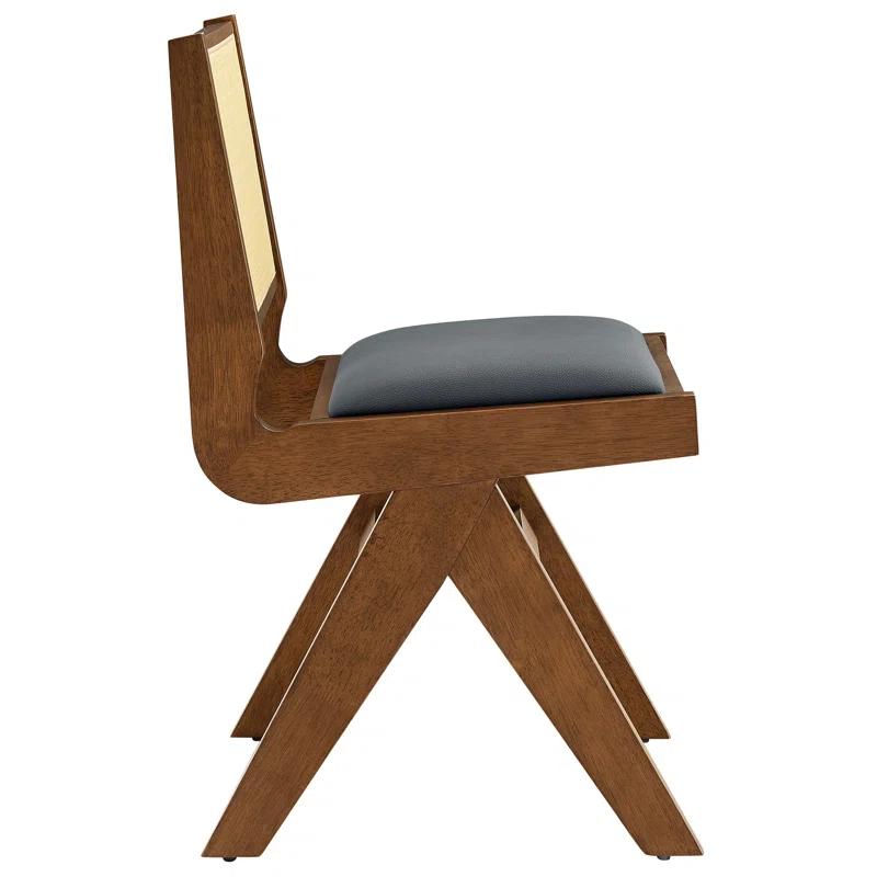 Modway Thera Vegan Leather And Cane Dining Side Chairs Set Of 2