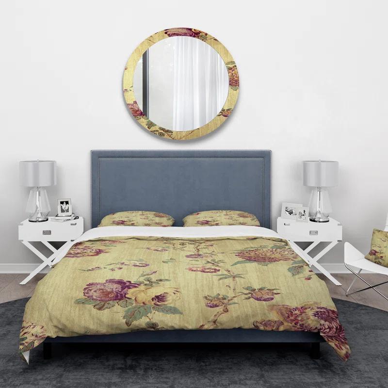 Vintage Purple Flowers - Vintage Floral Duvet Cover Set - Microfiber Polyester