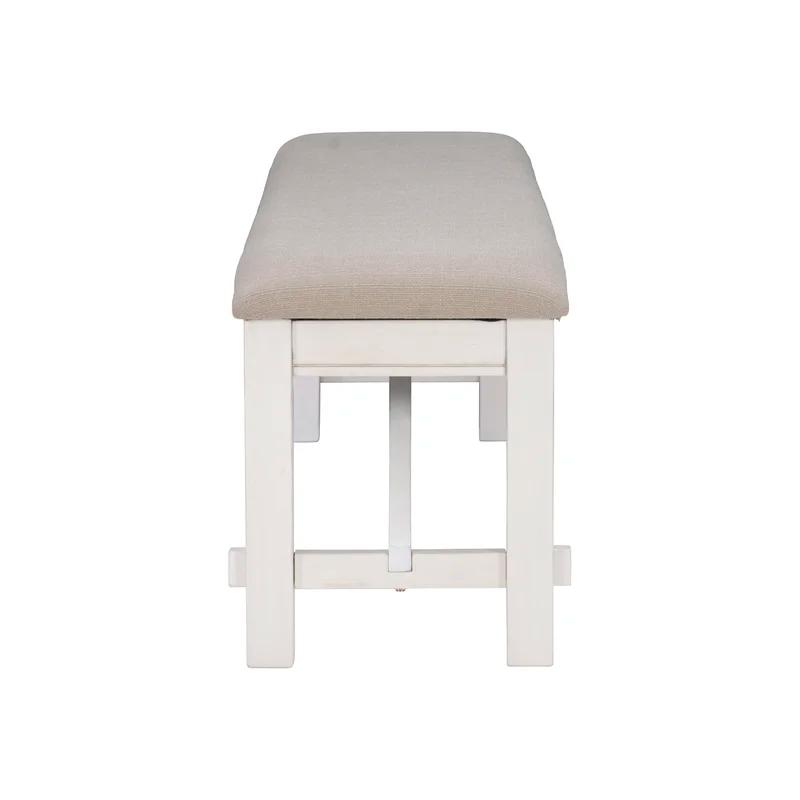 Gigi 60" Solid Wood and Upholstered Farmhouse Dining Bench