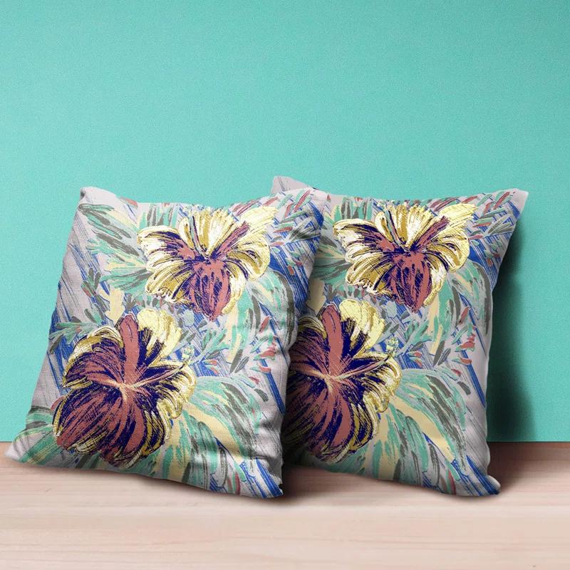 AmritaSen Floral Indoor/Outdoor Reversible Throw Pillow