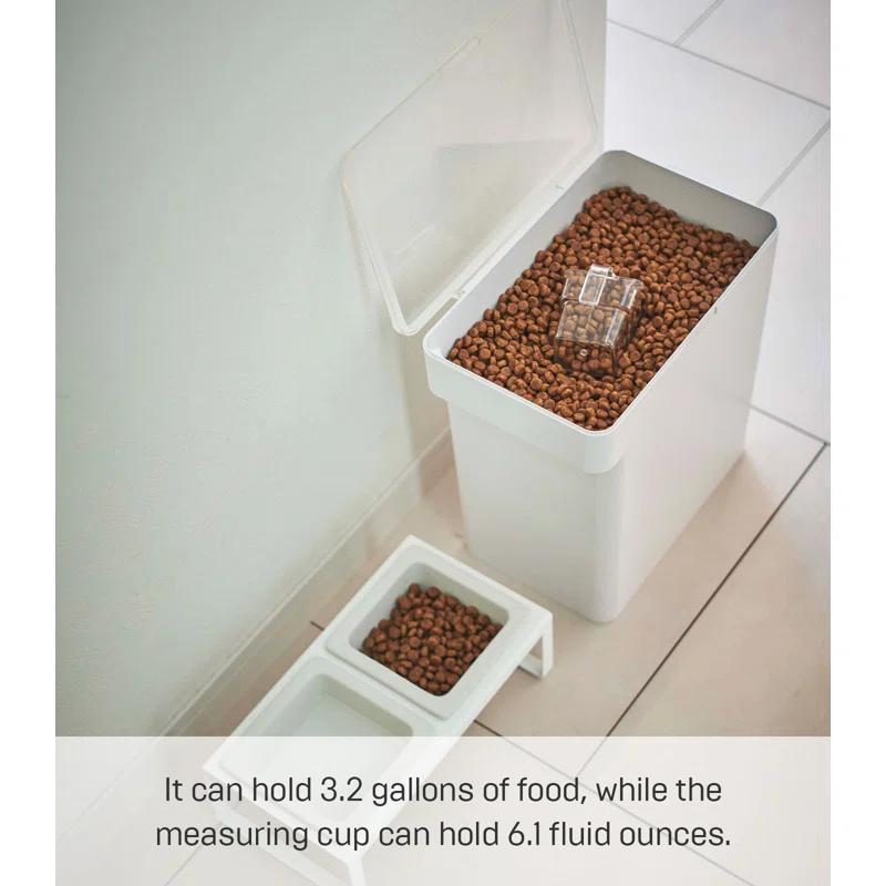 Yamazaki Home Airtight Pet Food Large Storage Container With Transparent Lid, 3.2 gallons