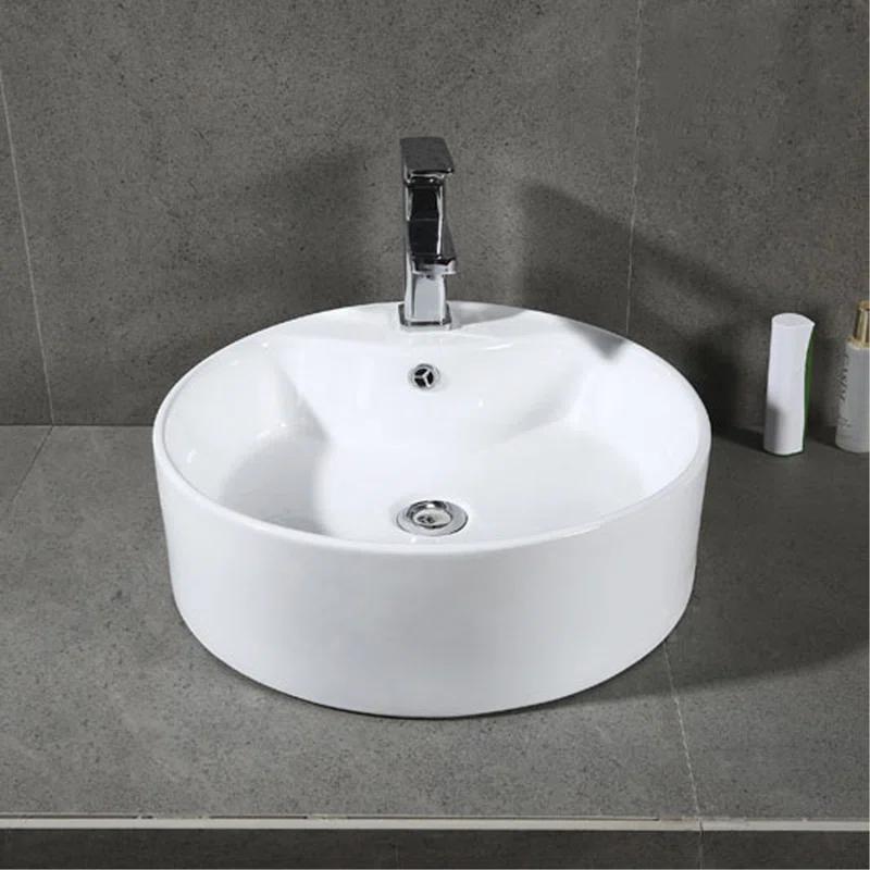 Safavieh Mira 16.92'' White Ceramic Circular Bathroom Sink with Overflow