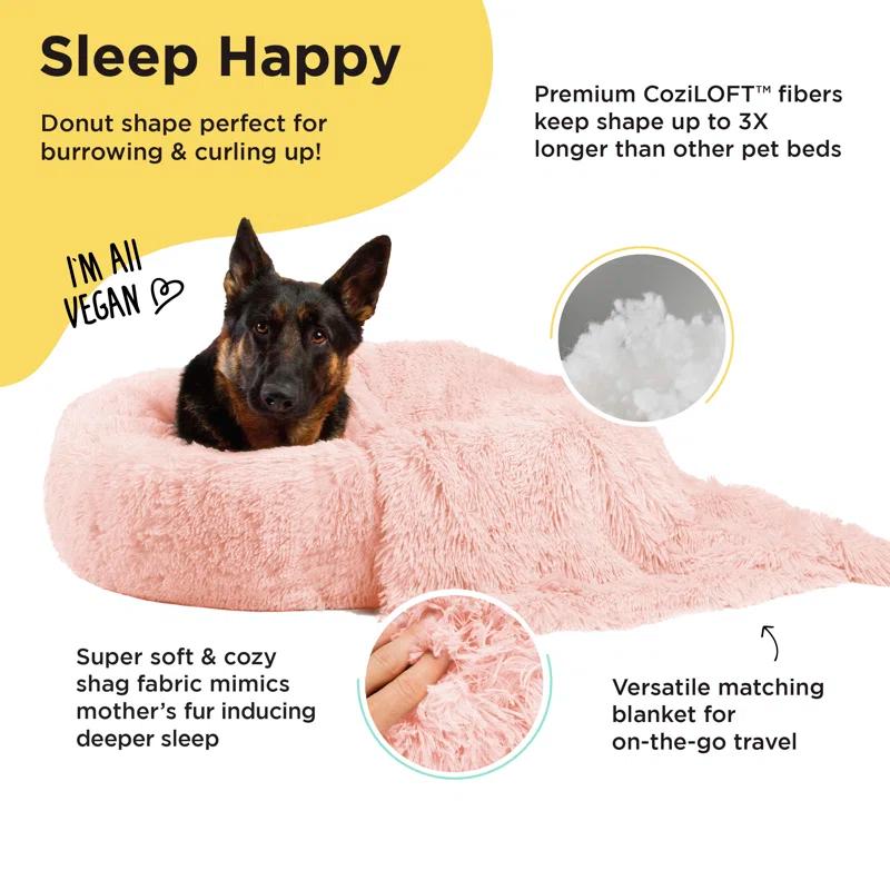 Best Friends By Sheri Best Friends by Sheri Bundle The Original Calming Shag Donut Cat and Dog Bed + Throw