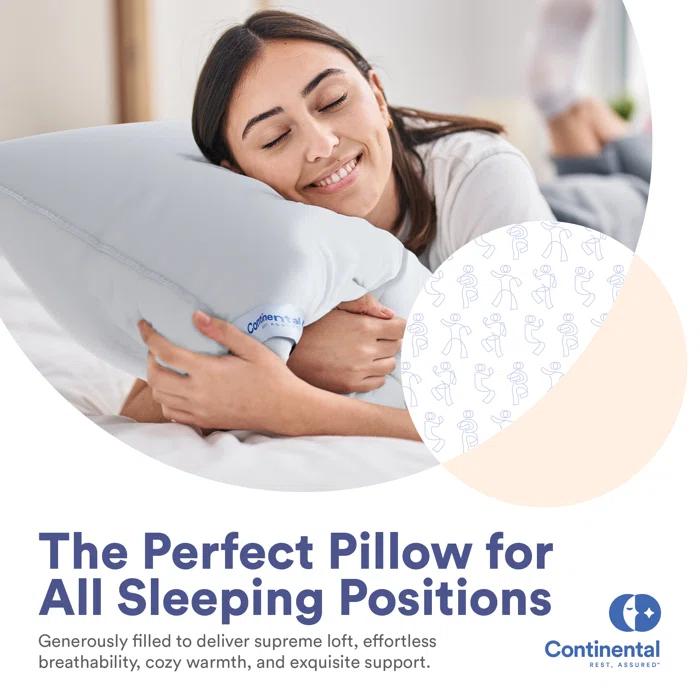 ContinentalBedding Premium Medium Down Bed Pillow (Set of 2)