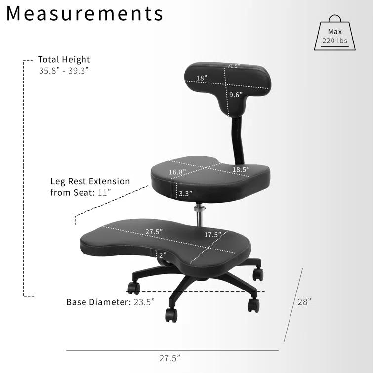 Vivo VIVO Black Ergonomic Cross Legged Swivel Chair, Adjustable Office Stool