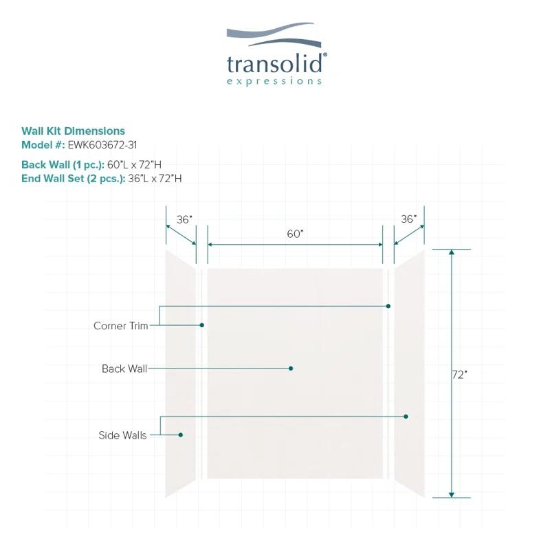 Transolid Expressions 60'' W 36'' D 72'' H Glue Up Solid Surface Wall