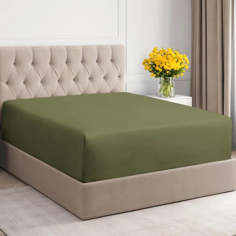 CGK Linens 400 Thread Count Cotton Fitted Sheet 18" - 24" Inch Extra Deep Pocket