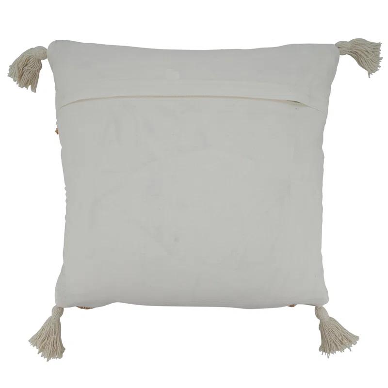 Saro Aziza Collection Tassels Cotton Pillow Cover