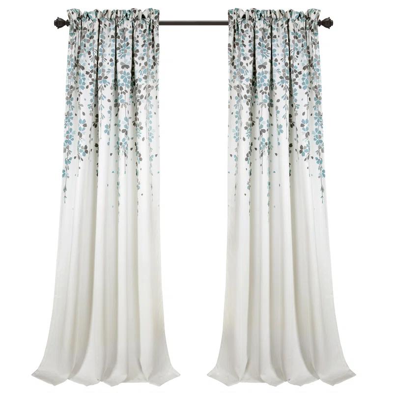 Lush Decor Weeping Flowers Floral Room Darkening Thermal Rod Pocket Curtain Panels (Set of 2)