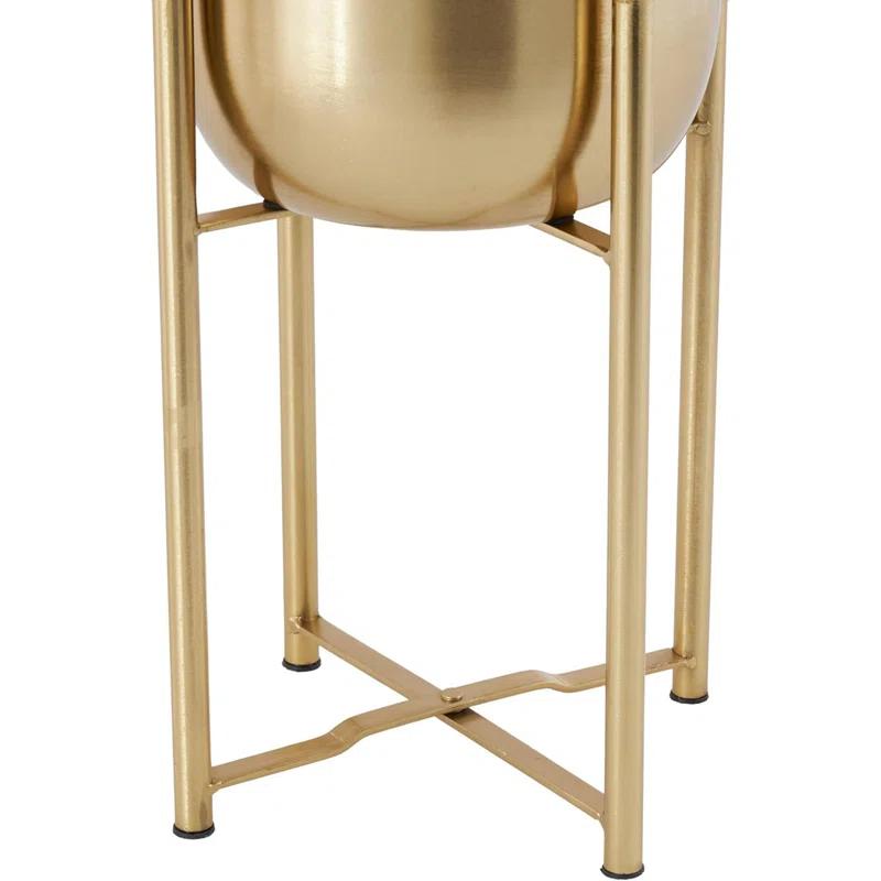 CosmoLiving by Cosmopolitan 2 - Piece Metal Dome Indoor Outdoor Planter with Removable Stand Set