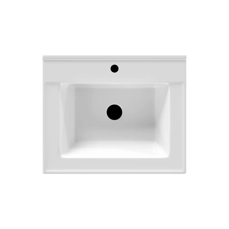 DeerValley  Cove 24" Bathroom Vanity with Ceramic Sink Top, Fully Assembled Mid-Century Wood Bathroom Cabinet Walnut & Reviews | Wayfair