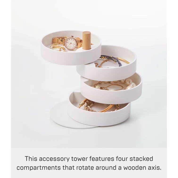 Yamazaki Home 4-Tiered Jewelry Boxes Saving, Plastic + Wood