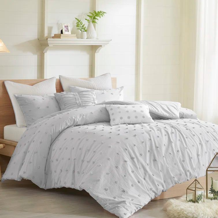 Intelligent Design Brooklyn Cotton Jacquard Comforter Set with Euro Shams and Throw Pillows