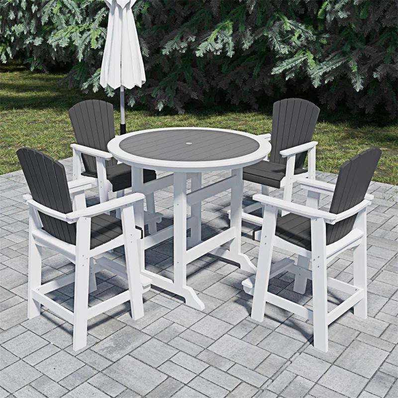 Ceballos Patio Bar Table Set High Top Outdoor Table And Chairs Set Of 5 Bar Table & Stools Set With Tall Adirondack Chairs Set For 4
