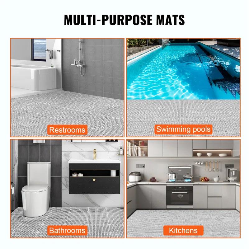 VEVOR VEVOR 12" X 12" Drainage Mats In Different Colors VEVOR 12'' W x 12'' L Garage Flooring Drain Tiles (Set of 55)