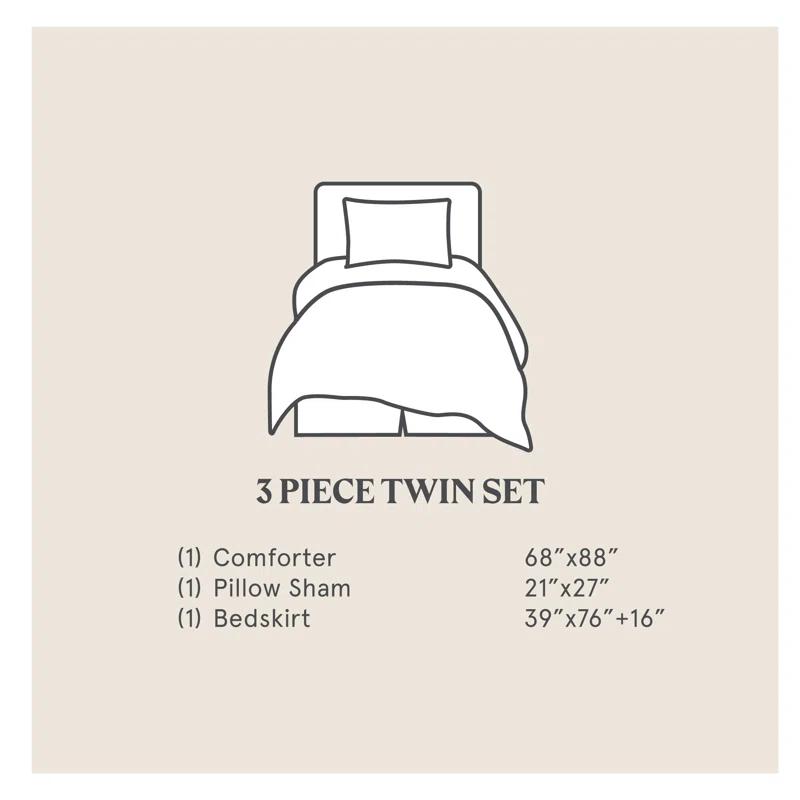 Hamilton Gray Chenille Traditional Modern Rustic 4 Piece Comforter Set