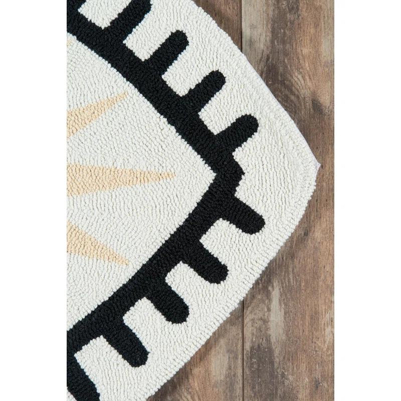 Dakota Fields Novelty Huxton Hand Hooked Polyester Area Rug in Multicolor Blue