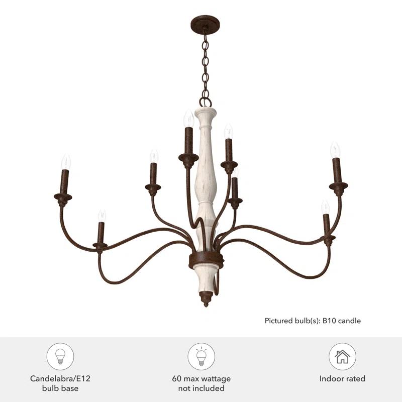 Hunter Fan Teren 9 - Light Candle Style Tiered Chandelier