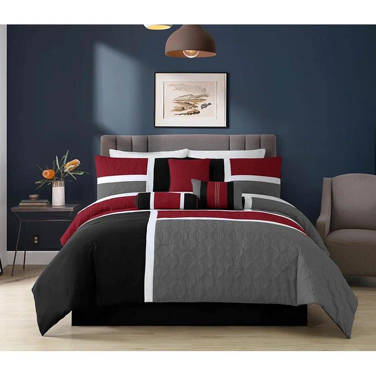 Chezmoi Collection Upland Patchwork 7 Piece Comforter Set
