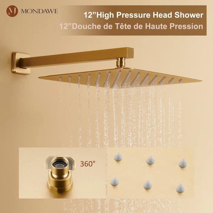 mondawe Herathena Complete Shower System with Rough in-Valve WF6001-12BG