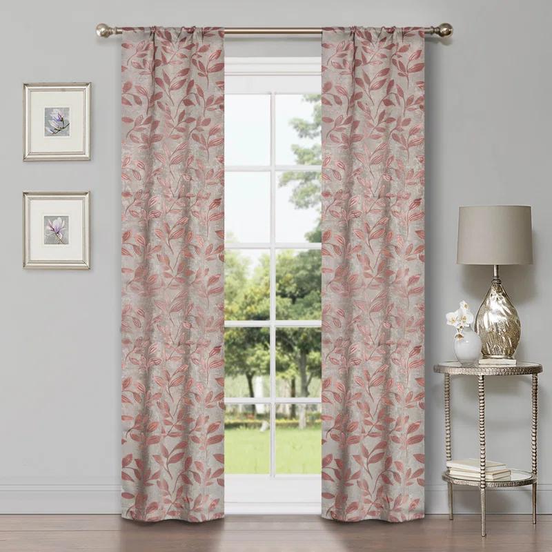 Superior Modern Bohemian Leaves Polyester Machine Washable Room Darkening Blackout Curtains by Superior (Set of 2)