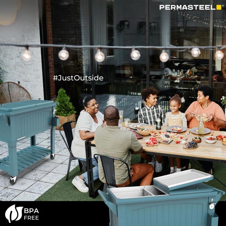 Permasteel 80 Qt. Furniture Style Rolling Patio Cooler