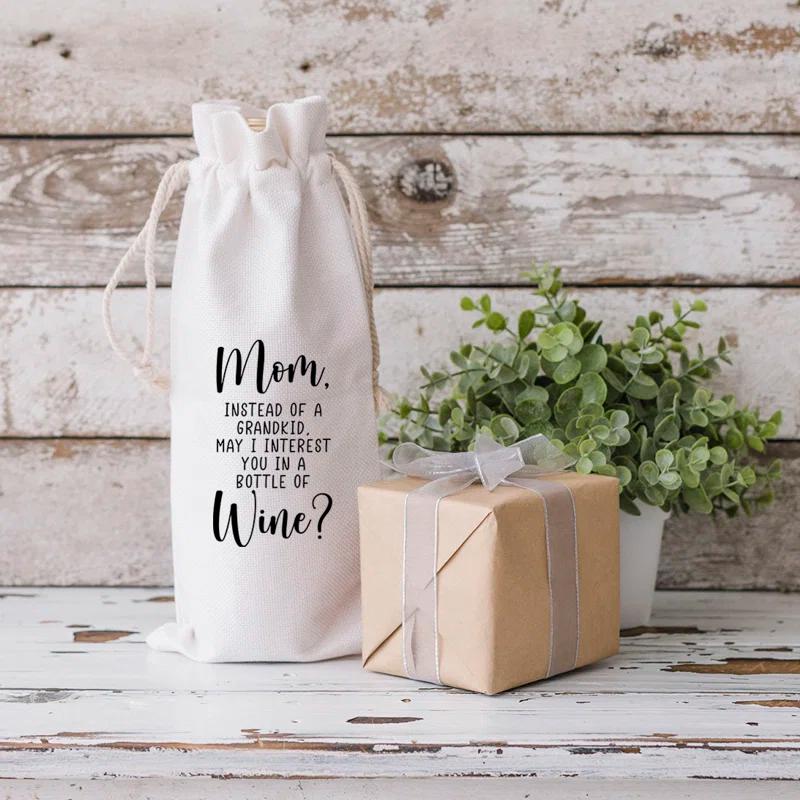 Koyal Wholesale Mother''s Day Wine Bag, Instead Of A Grandkid, May I Interest You In A Bottle Of Wine, 1-Pack