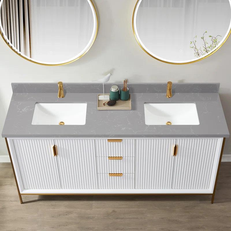 Vinnova Malaga 73'' Stone Double Bathroom Vanity Top with Sink