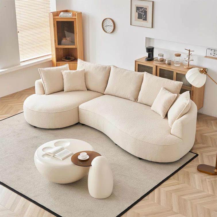 Excellent Future 122.8" Curved Sofa Modern Curved Couch Living Room Modular Sectional Sofa