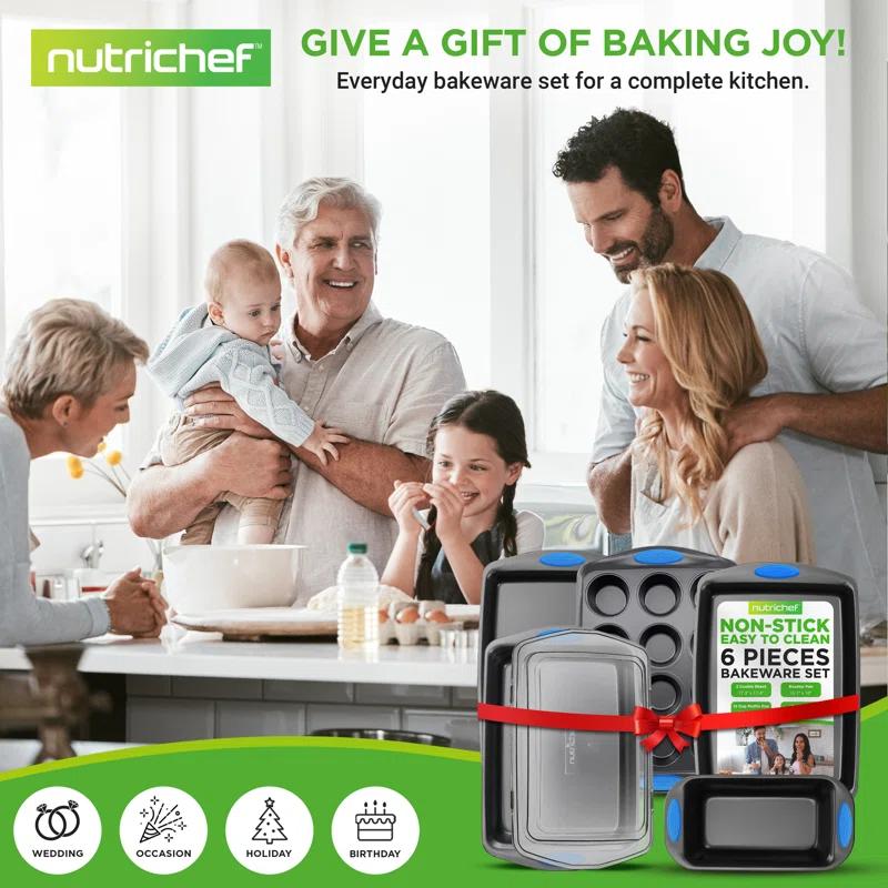 NutriChef NutriChef 6-Piece Deluxe Steel Nonstick Bakeware Set