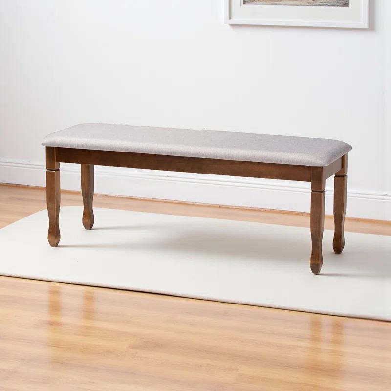 Charlton Home® Gethyn Grey Fabric Upholstered Bench With Walnut Brown Finished Wood, 18.9'' H X 47.8'' W X 16.1'' D