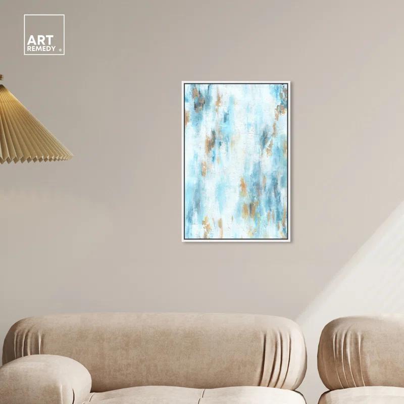 Art Remedy Art Remedy Textured Shades Framed Blue Abstract 1 Piece Canvas Wall Art 57567