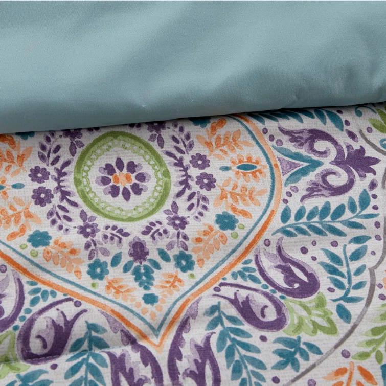 Modern Threads Modern Threads - Castell Collection Comforter Set - Reversible Microfiber - Elegant Printed 8-Piece Bed Set - Includes Comforter, Sheets, Shams, & Pillow - Luxurious Bedding