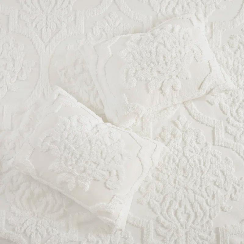 Madison Park Viola Tufted Cotton Chenille Damask 3 Piece Comforter Set