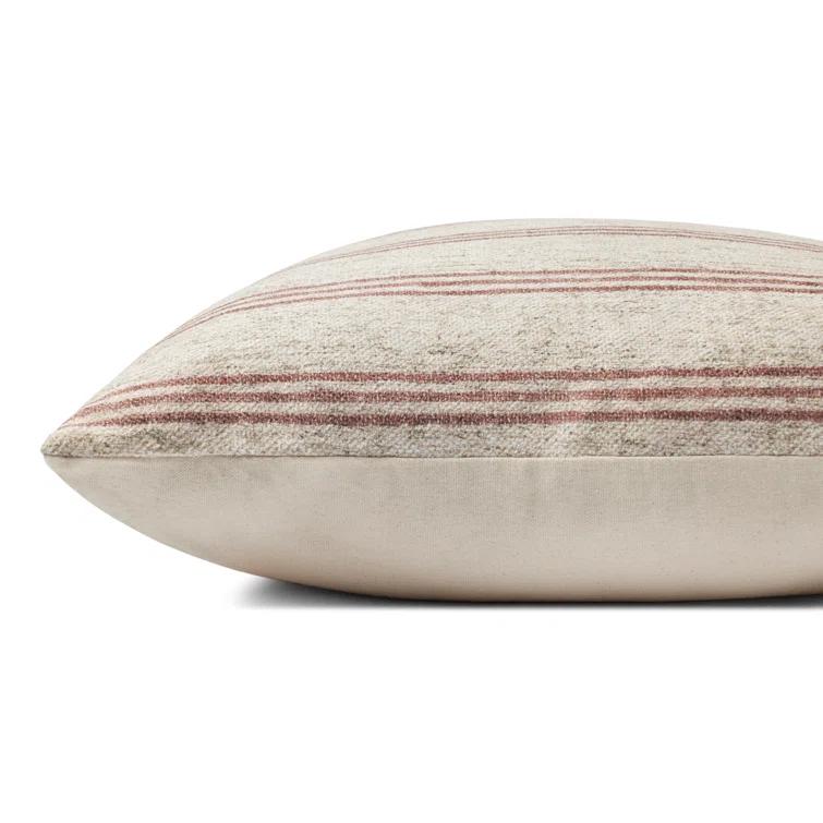Zephyr Pillow by Amber Lewis x Loloi - Natural and Wine / 22" x 22" / Polyester