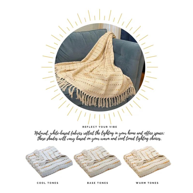 Rajani Home Deep Ombre Striped Handmade Woven Throw Blanket with Fringe
