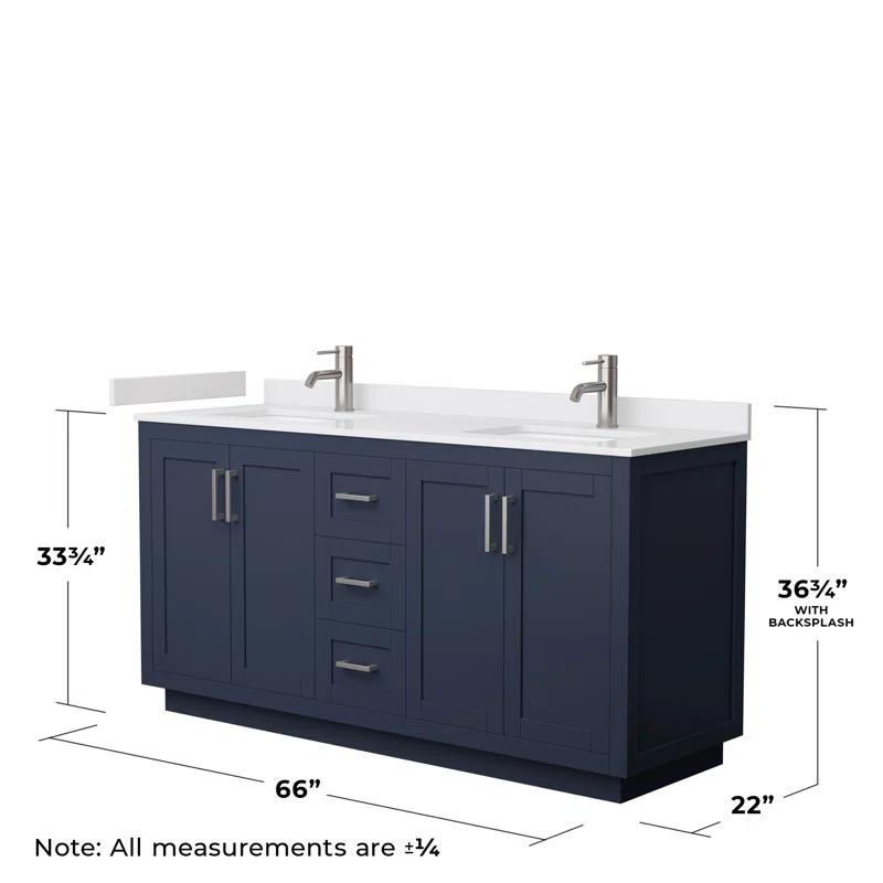 Wyndham Collection Miranda 66" Freestanding Double Bathroom Vanity with Cultured Marble Top