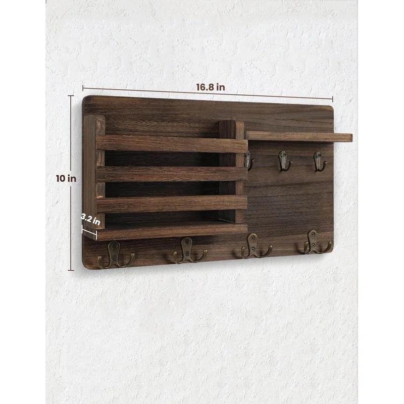 ENAMOST Mail Holder For Wall Mail Organizer With Key Hooks With Floating Shelf