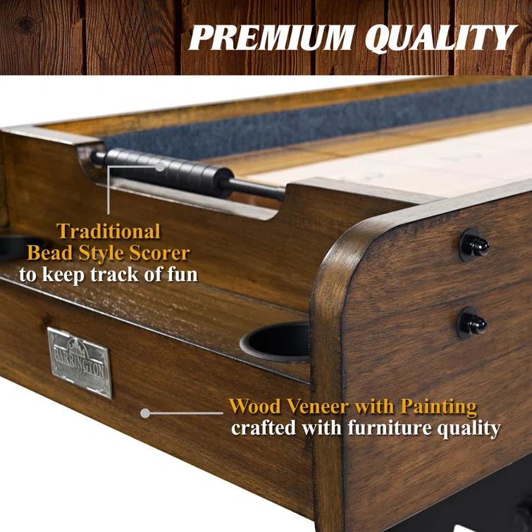 Barrington Billiards Company Barrington Billiards 12' Coventry Shuffleboard Table With Scratch-Resistant Playfield and 8 Puck Set