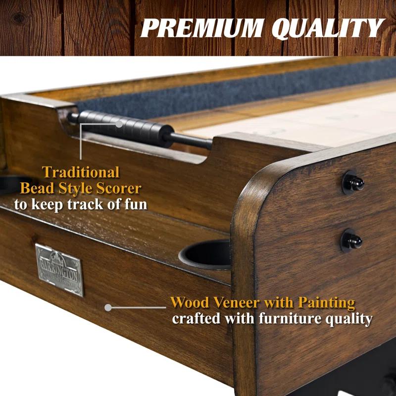 Barrington Billiards Company Barrington Billiards 12' Coventry Shuffleboard Table With Scratch-Resistant Playfield and 8 Puck Set