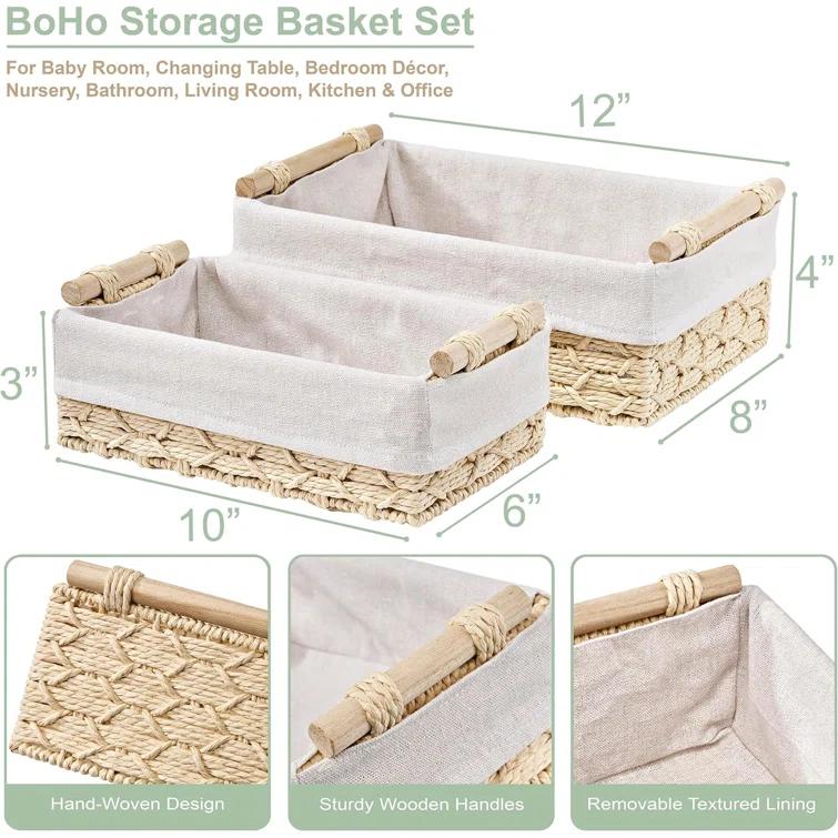 Sorbus Handmade Storage Paper Rope Baskets 2 Pack