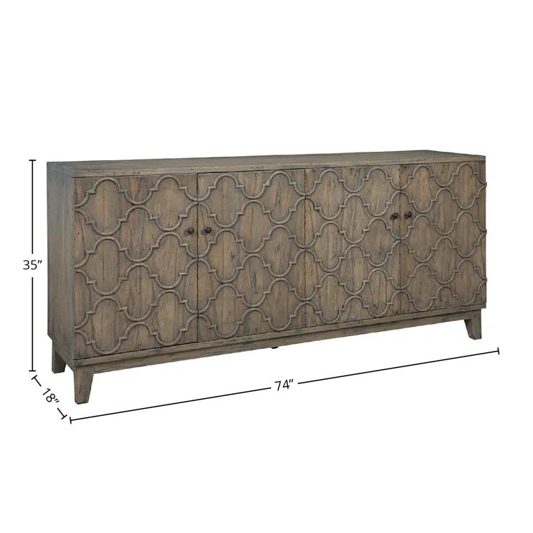 Pearl 74" Distressed Brownish-Grey Oak Sideboard