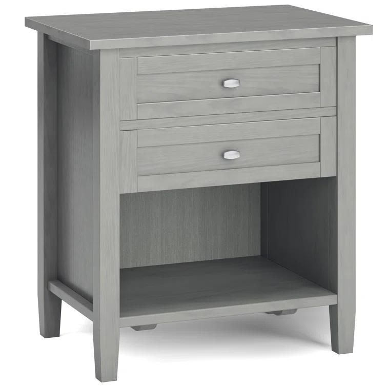 Simpli Home Warm Shaker 24"W Solid Wood Bedside Table with Two Drawers & Reviews | Wayfair