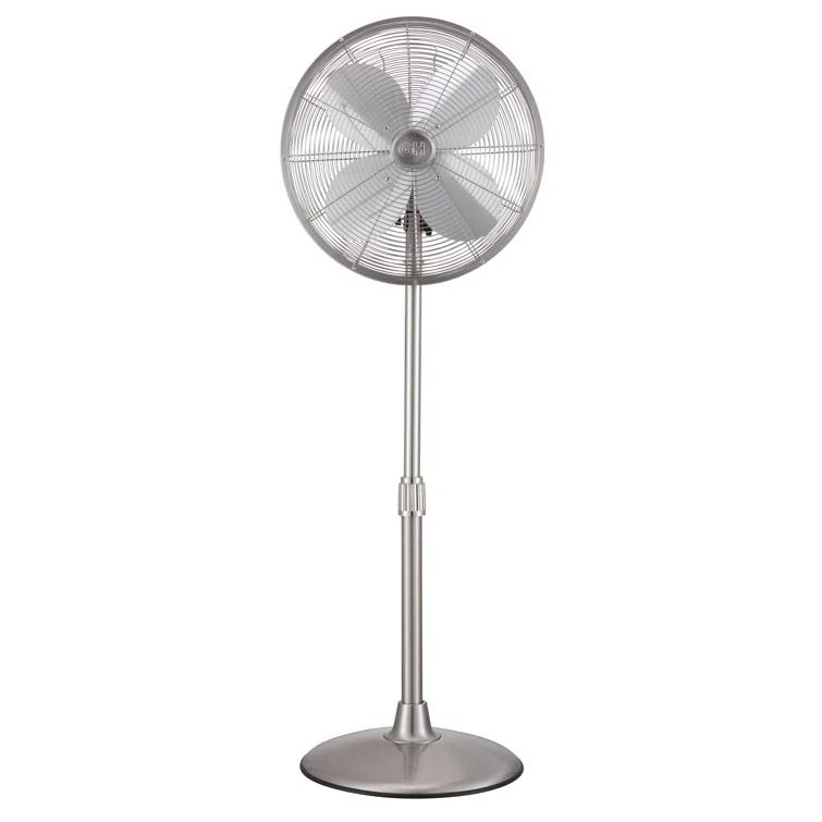 Good Housekeeping Good Housekeeping's All-Metal 16" Retro Living Dining Conference Room Pedestal Stand Fan with Wide Oscillation, 3-Speed Settings & Weighted Base (Multiple Finishes Available)