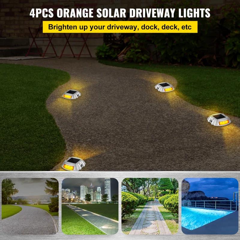 Solar Dock Lights Low Voltage Solar Powered Integrated LED Metal Pathway Light Pack (Set of 4)