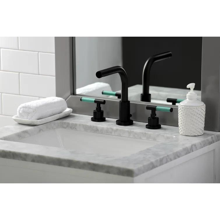 Kingston Brass Kingston Brass Kaiser Two-Handle 3-Hole Deck Mount Widespread Bathroom Faucet with Brass Pop-Up Drain FSC8950CKL