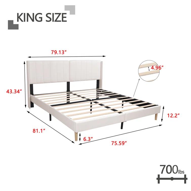 Mercer41 Cedell Upholstered Wingback Bed