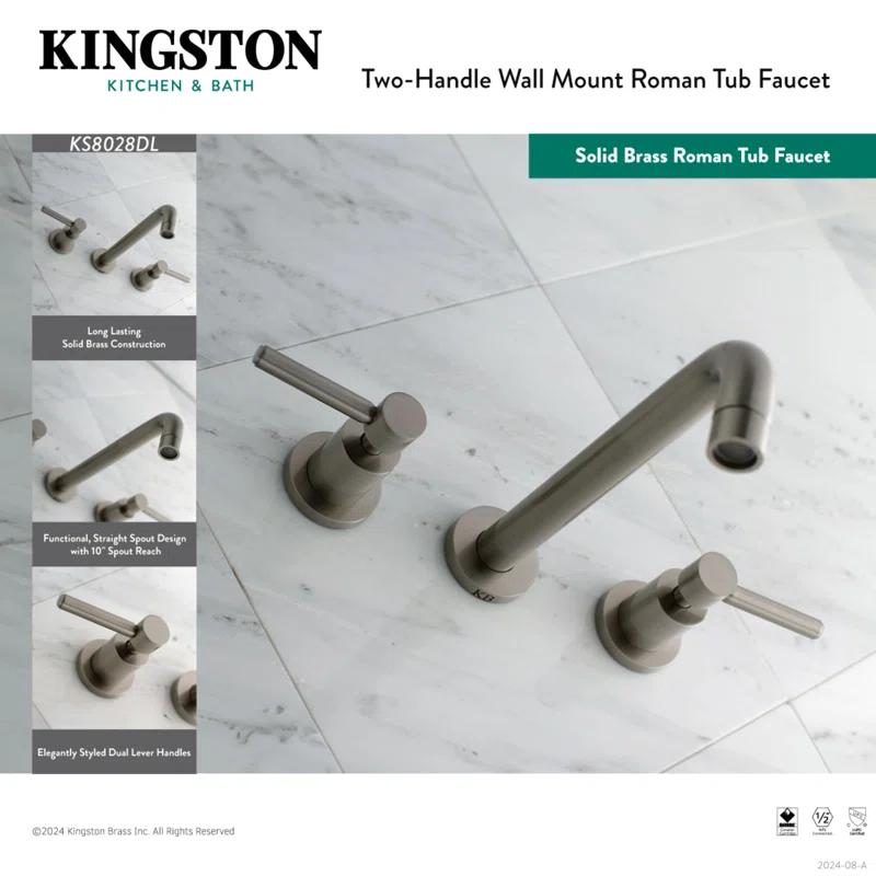 Kingston Brass KS8028DL Kingston Brass Concord Two-Handle 3-Hole Wall Mount Roman Tub Faucet