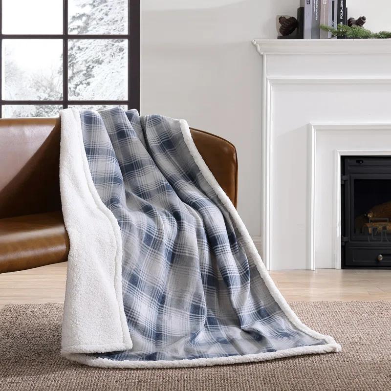 Eddie Bauer Eddie Bauer Printed Plush Fleece/Sherpa Oversized Throw Blanket